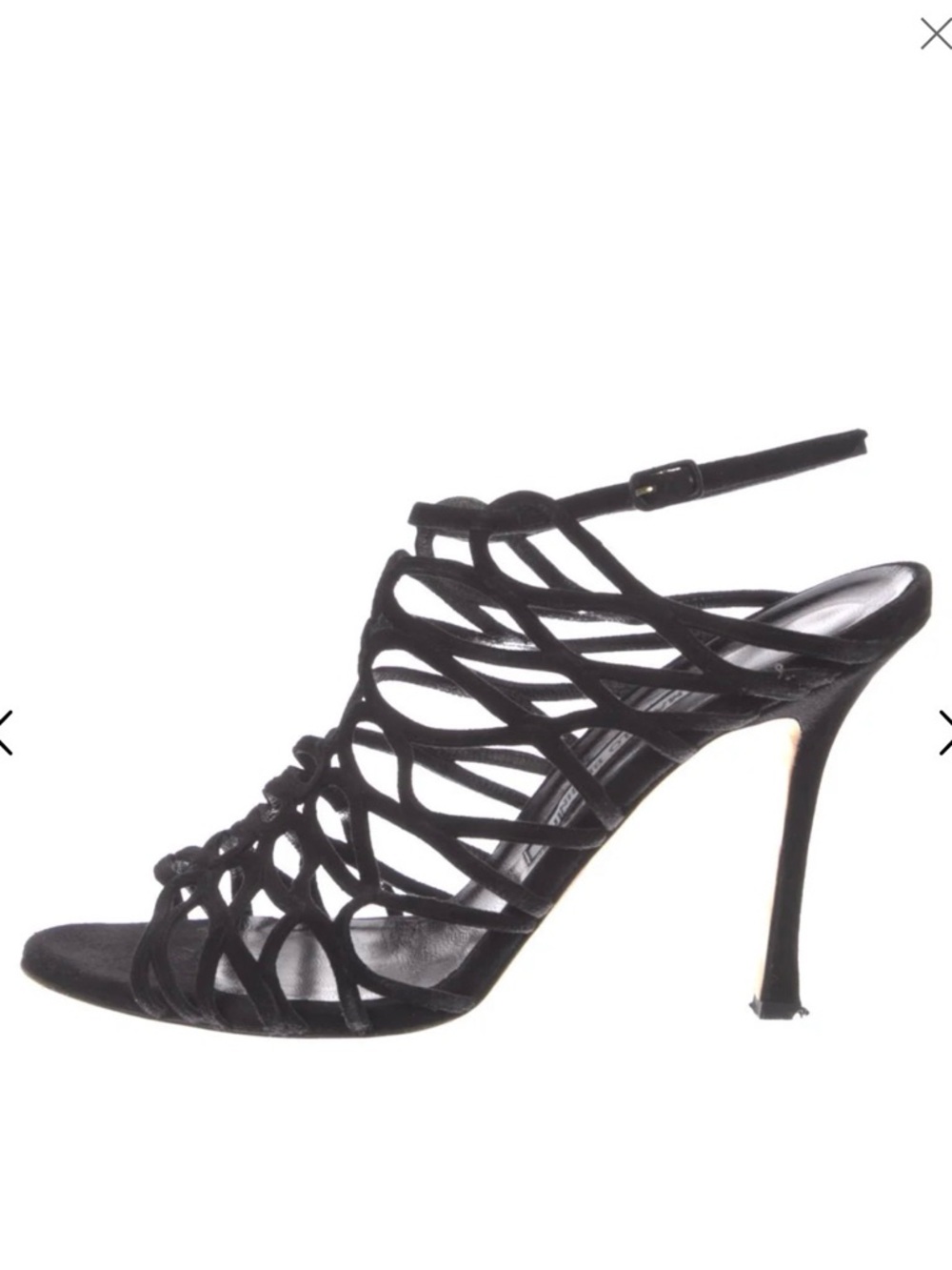 Manolo Blahnik Black Caged Stiletto Sandal